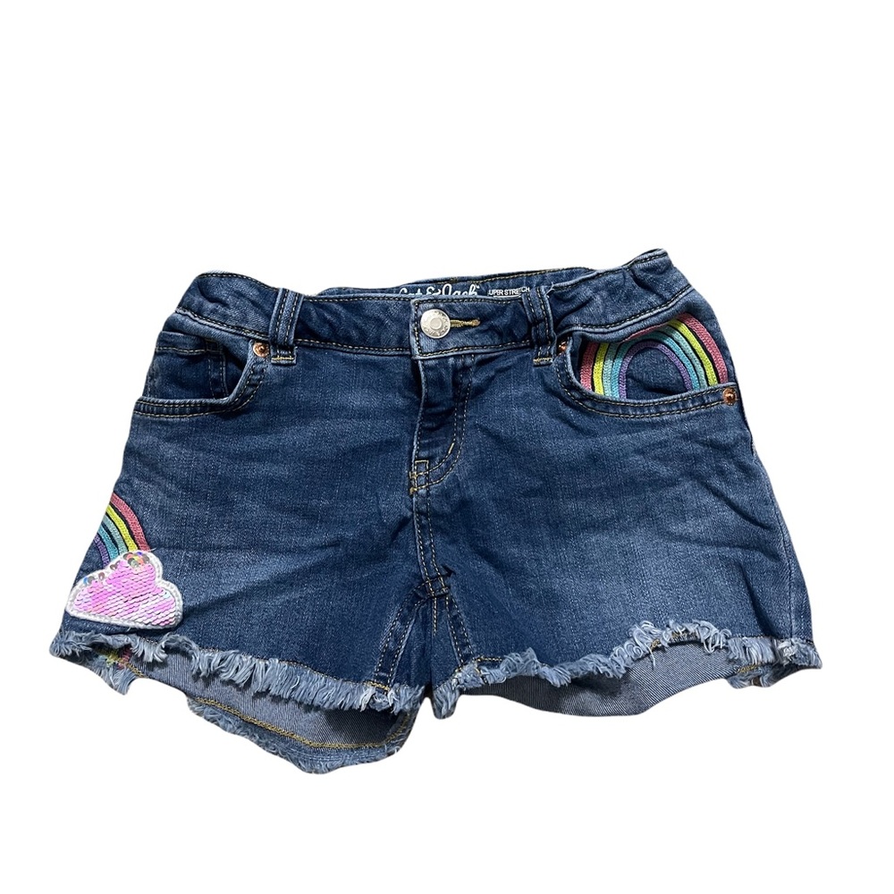 Girls Cat and Jack Denim Shorts Rainbow Shorts Size M (7/8)